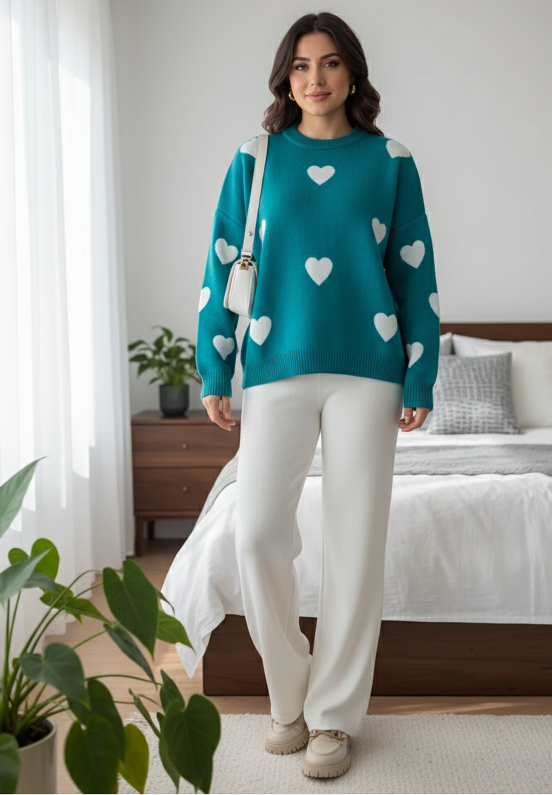 Winter Persian Blue Hearts Co-Ord Set