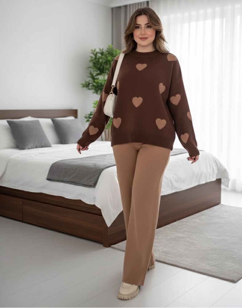 Winter Brown Hearts Co-Ord Set
