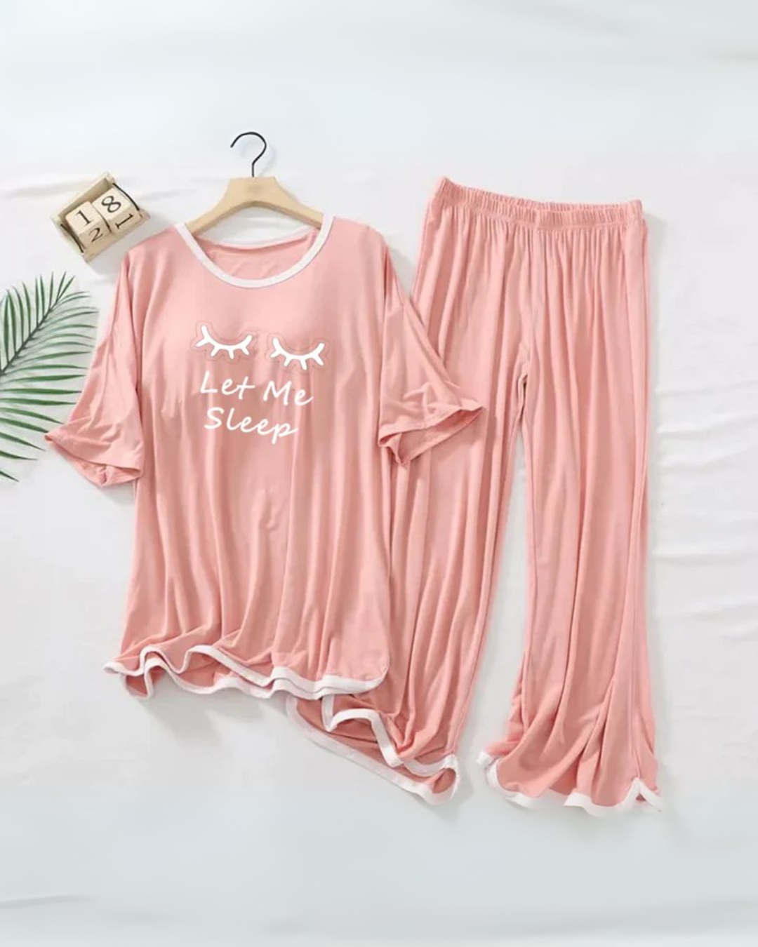 Rose Pink let me Sleep Half Sleeves Plazzo PJ Set