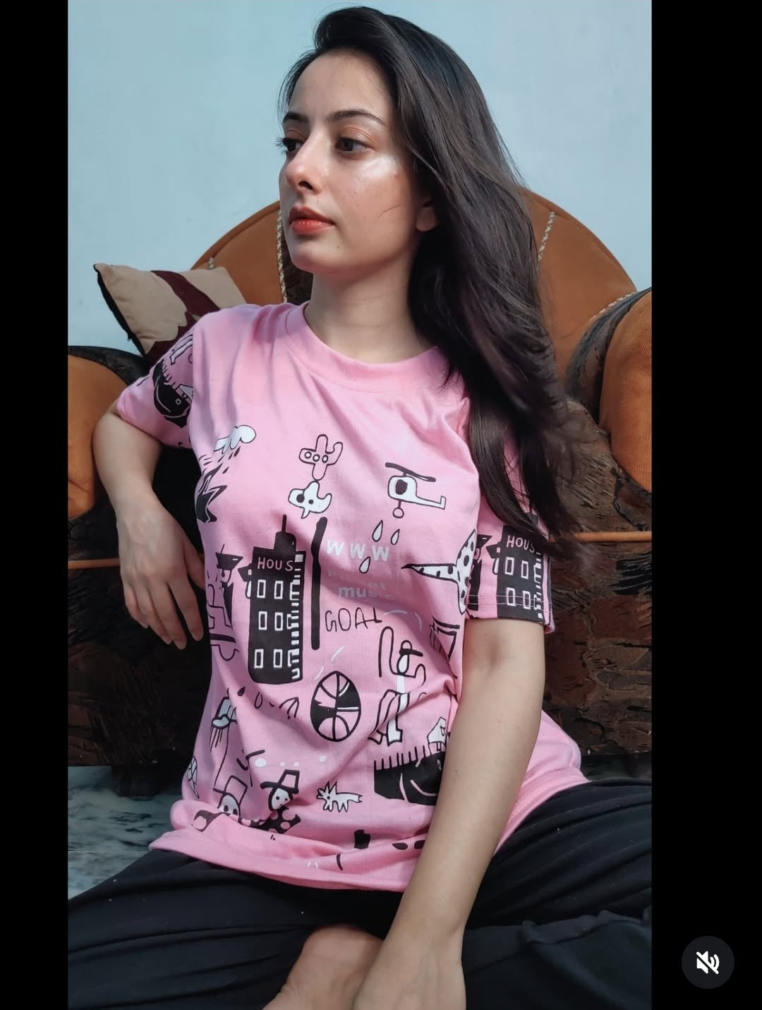 Pink City Groove Oversized Graphic Shirt (with Black Plain Trouser)